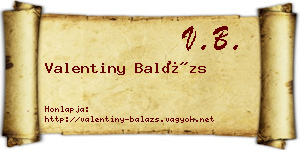 Valentiny Balázs névjegykártya